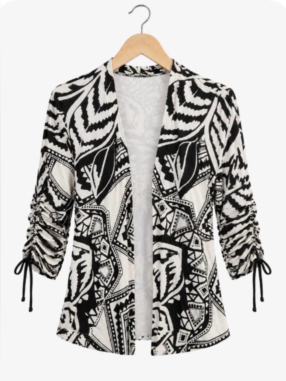 Chico’s Black & White Lightweight Open Cardigan